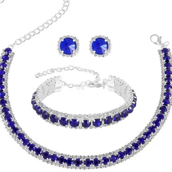 Ékszerszett: fülbevaló, nyaklánc és karkötő, mesterséges kristályok, kocka alakú kövek mintázat, női etnikus retro stílus.