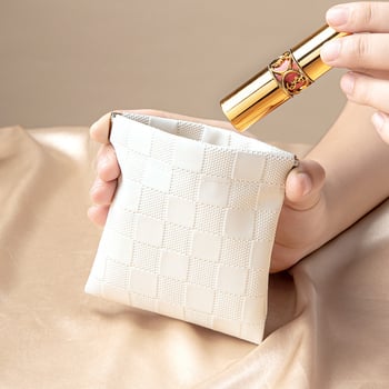 Τσαντάκι καλλυντικών, PVC καρό μοτίβο, χωρίς επένδυση, αστικός μινιμαλισμός, Fairy shi