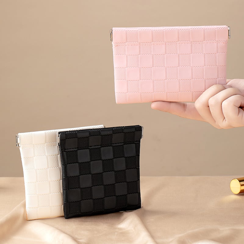 Τσαντάκι καλλυντικών, PVC καρό μοτίβο, χωρίς επένδυση, αστικός μινιμαλισμός, Fairy shi