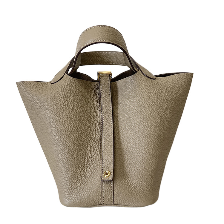 Bucket torba od prave kože, koža prvog sloja, gradski minimalistički stil, podstava od prave kože