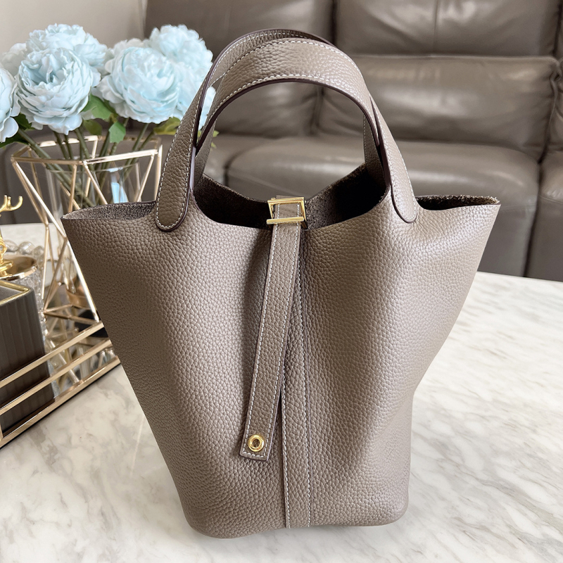 Bucket torba od prave kože, koža prvog sloja, gradski minimalistički stil, podstava od prave kože