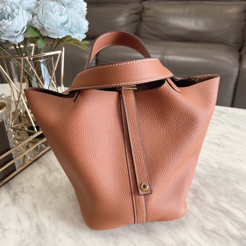 Bucket torba od prave kože, koža prvog sloja, gradski minimalistički stil, podstava od prave kože