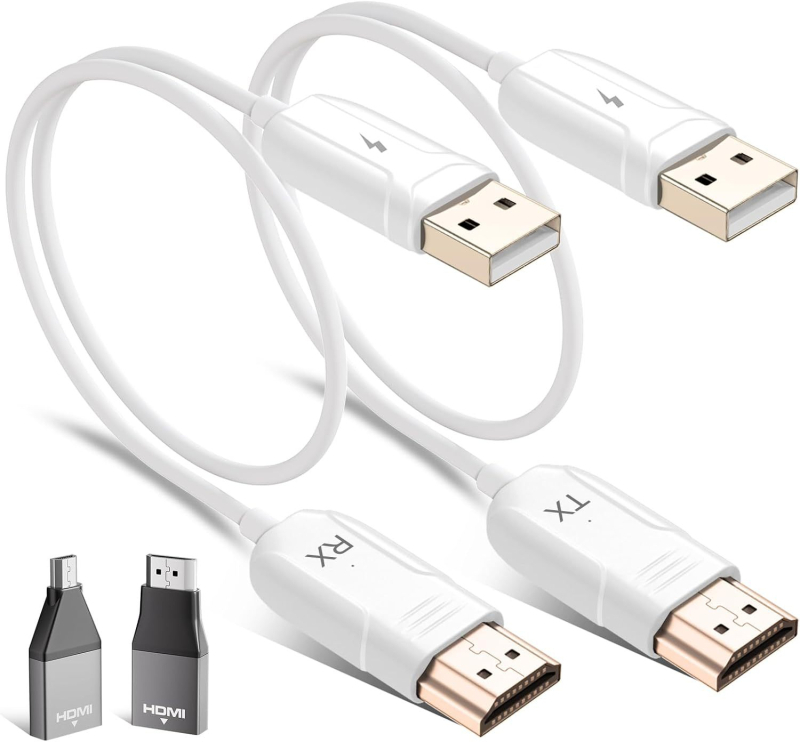 Bezdrôtový HDMI vysielač a prijímač pre bodovo-bodové zobrazenie obrazovky, USB-A/HDMI rozhranie, 60 cm kábel, zlaté konektory