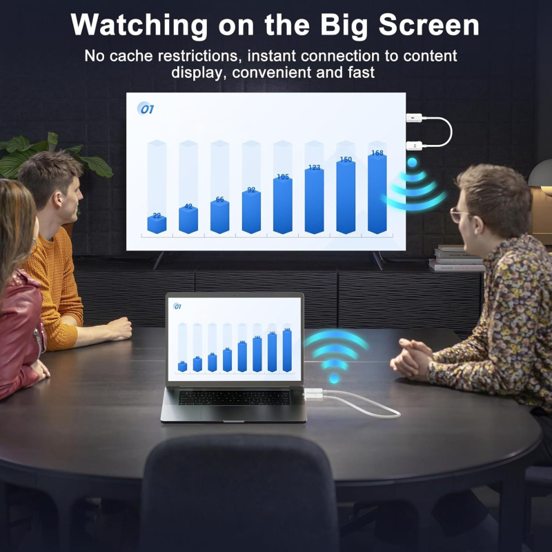 Bezdrôtový HDMI vysielač a prijímač pre bodovo-bodové zobrazenie obrazovky, USB-A/HDMI rozhranie, 60 cm kábel, zlaté konektory