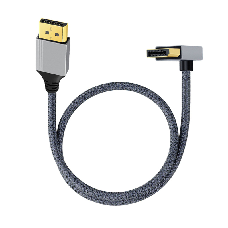 DisplayPort 1.2 video kabel, ravno do kutnog konektora, DP linija, bakar-obaljena čelična žica (Tip: Video kabel; Sučelje: DP; Spojni kabel: DP linija; Materijal vlakna: bakar-obaljena čelična žica)