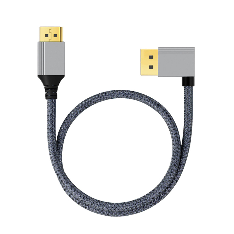 DisplayPort 1.2 video kabel, ravno do kutnog konektora, DP linija, bakar-obaljena čelična žica (Tip: Video kabel; Sučelje: DP; Spojni kabel: DP linija; Materijal vlakna: bakar-obaljena čelična žica)