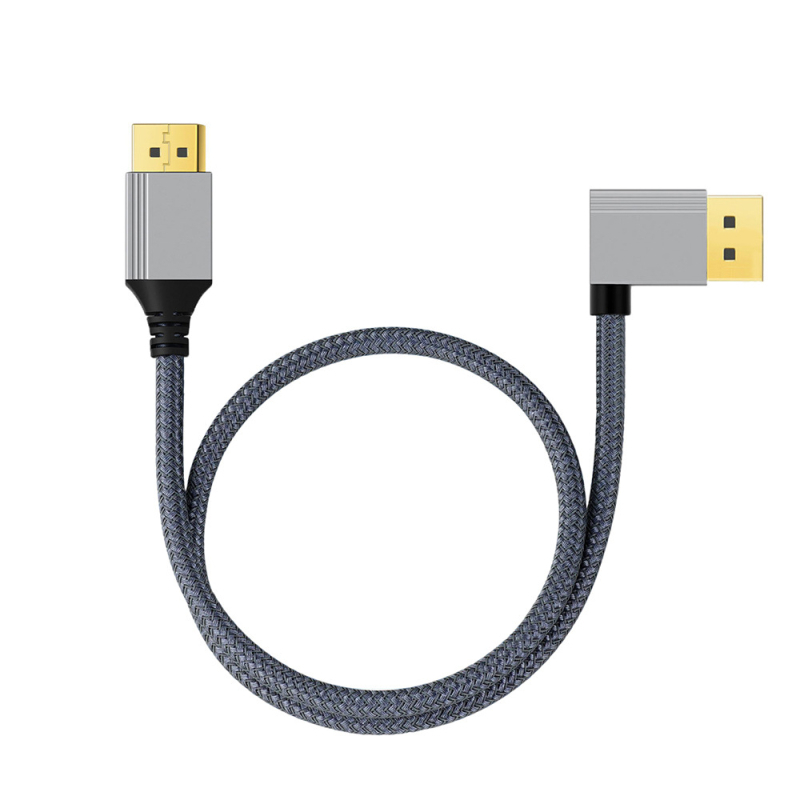DisplayPort 1.2 video kabel, ravno do kutnog konektora, DP linija, bakar-obaljena čelična žica (Tip: Video kabel; Sučelje: DP; Spojni kabel: DP linija; Materijal vlakna: bakar-obaljena čelična žica)