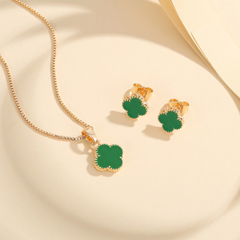 Réz fülbevaló és nyaklánc készlet, virágos mintával, divat OL stílus, őszi 2025