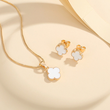 Réz fülbevaló és nyaklánc készlet, virágos mintával, divat OL stílus, őszi 2025