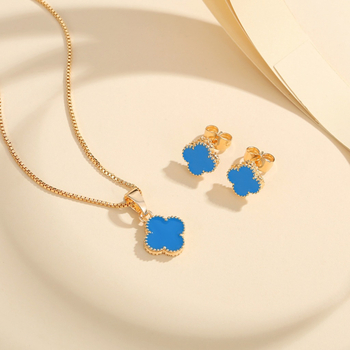 Réz fülbevaló és nyaklánc készlet, virágos mintával, divat OL stílus, őszi 2025