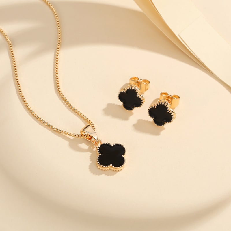 Réz fülbevaló és nyaklánc készlet, virágos mintával, divat OL stílus, őszi 2025