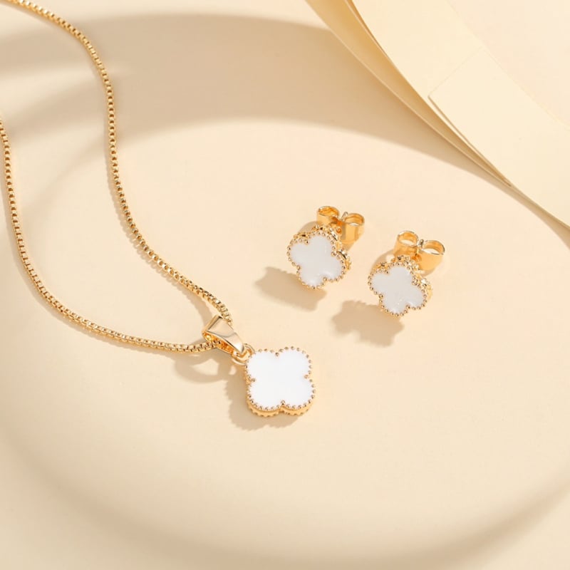 Réz fülbevaló és nyaklánc készlet, virágos mintával, divat OL stílus, őszi 2025