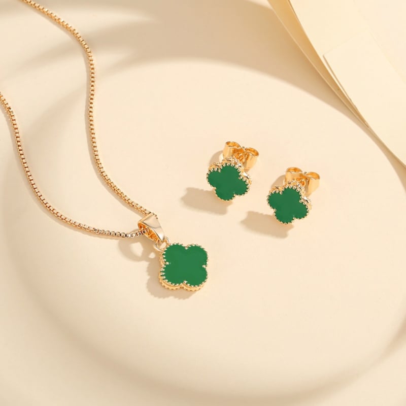 Réz fülbevaló és nyaklánc készlet, virágos mintával, divat OL stílus, őszi 2025