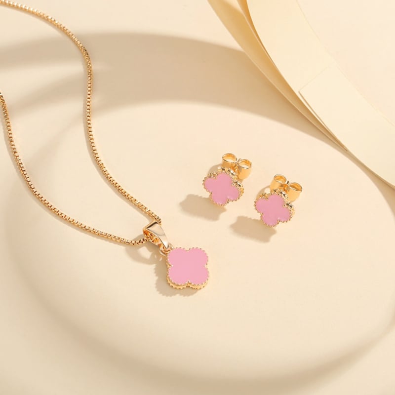 Réz fülbevaló és nyaklánc készlet, virágos mintával, divat OL stílus, őszi 2025