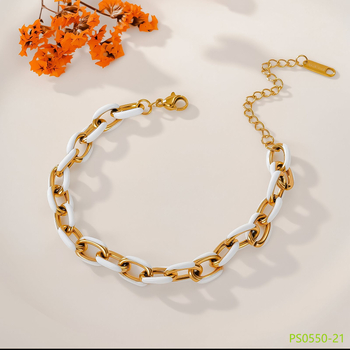 Puzzle titán acél nyaklánc és karkötő szett — szabályos lánc, könnyű luxus stílus