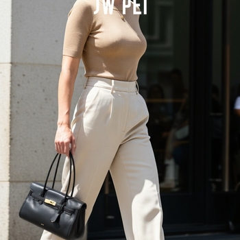 JW PEI ženska baguette torba – koža kravlje split leather, zaključavanje brava, Unutarnji džepovi sa zipom, džep za telefon i dokumente, horizontalni kvadratni oblik, proljeće 2025
