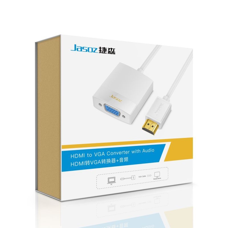 HDMI na VGA pretvarački kabel, HDMI-VGA adapter, duljina 0,25 m, bakreni vodiči, pozlaćeni priključci, model G101