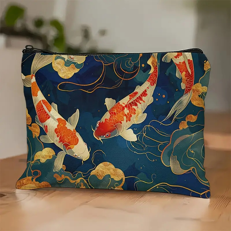 Kozmetička torbica s tamnim gotičkim stilom i životinjskim uzorkom, laneno vlakno, velika kapaciteta, bez podstave