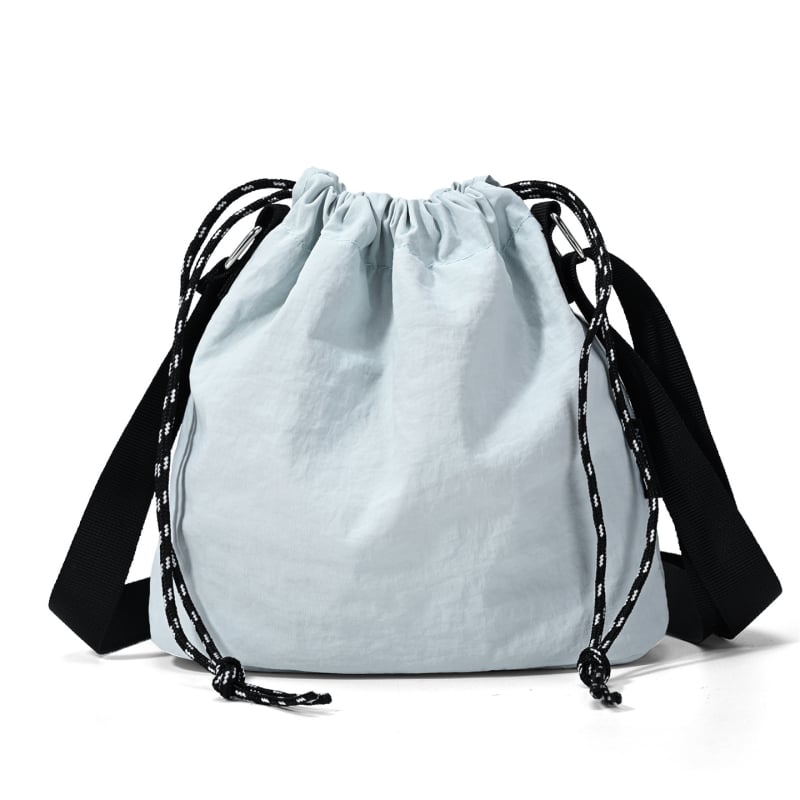 Nylon torbica bucket za žene, casual stil, zatvaranje šnúrkom, jedna naramenica, poliester podstava