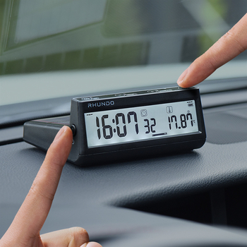 RHUNDO Αυτοκίνητο ηλεκτρονικό ρολόι με φωτεινό LCD θερμόμετρο και μετρητή υγρασίας