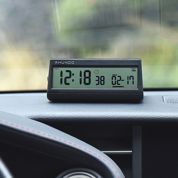 RHUNDO Αυτοκίνητο ηλεκτρονικό ρολόι με φωτεινό LCD θερμόμετρο και μετρητή υγρασίας