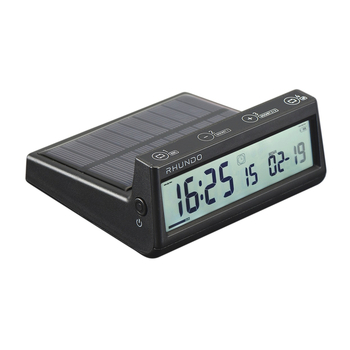 RHUNDO Αυτοκίνητο ηλεκτρονικό ρολόι με φωτεινό LCD θερμόμετρο και μετρητή υγρασίας