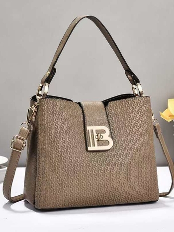 Geantă de umăr bucket din PU, stil urban minimalist, închidere cu lacăt, buzunare interioare pentru telefon și documente