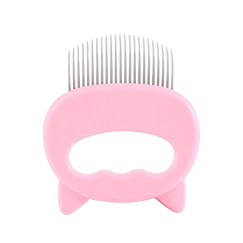 Pieptene de îngrijire pentru animale de companie cu design de urechi de pisică, masaj, pentru pisici și câini; material ABS și oțel inoxidabil; 48 g