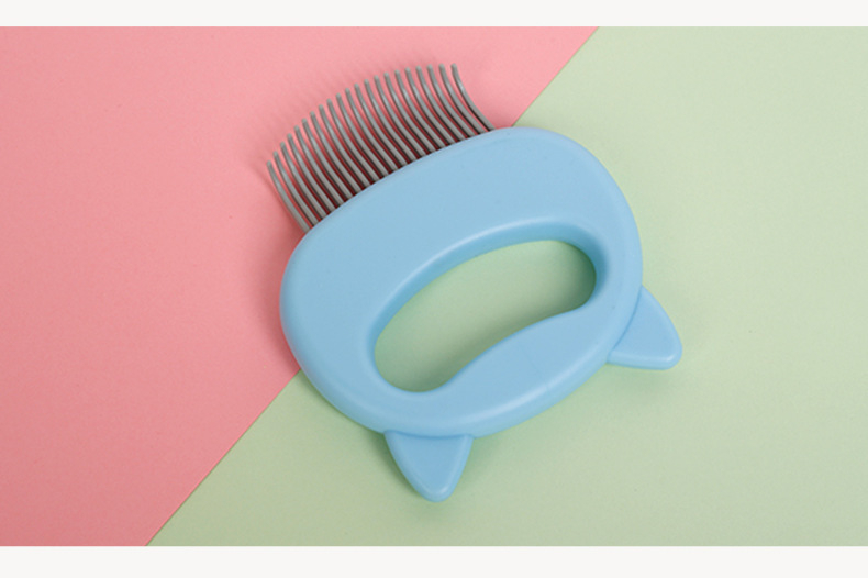 Pieptene de îngrijire pentru animale de companie cu design de urechi de pisică, masaj, pentru pisici și câini; material ABS și oțel inoxidabil; 48 g