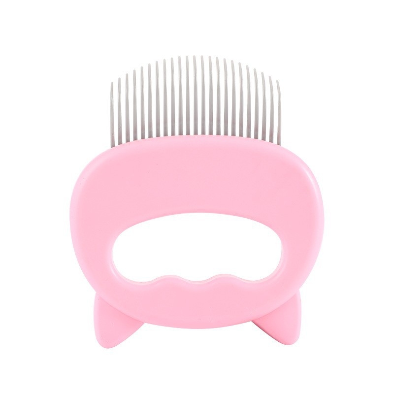 Pieptene de îngrijire pentru animale de companie cu design de urechi de pisică, masaj, pentru pisici și câini; material ABS și oțel inoxidabil; 48 g
