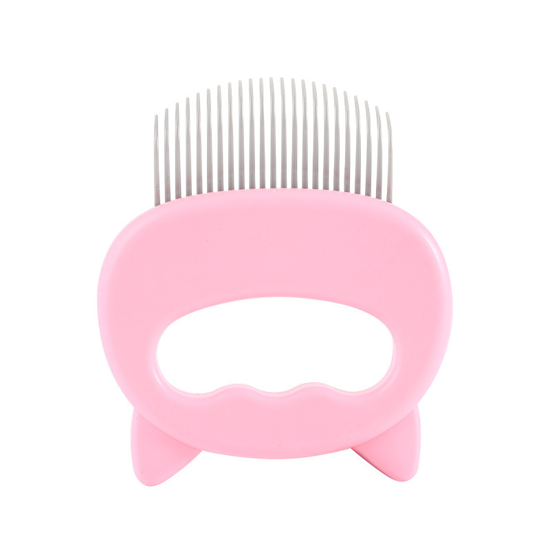 Pieptene de îngrijire pentru animale de companie cu design de urechi de pisică, masaj, pentru pisici și câini; material ABS și oțel inoxidabil; 48 g
