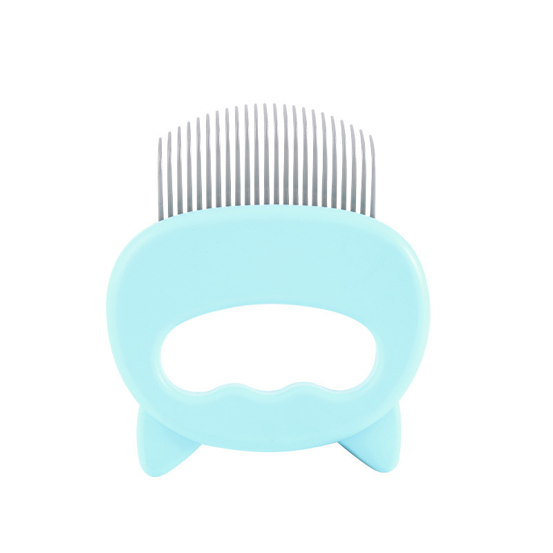 Pieptene de îngrijire pentru animale de companie cu design de urechi de pisică, masaj, pentru pisici și câini; material ABS și oțel inoxidabil; 48 g