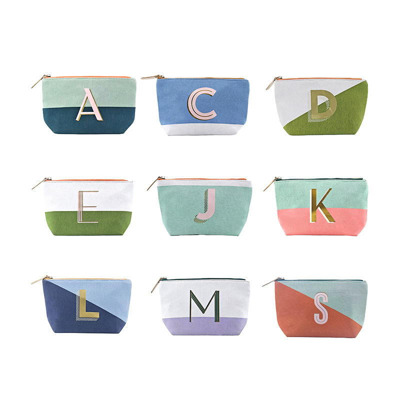 Isšivana kozmetička torbica velikog kapaciteta, prenosna, platnena, geometrijski uzorak, najlonska podstava, zatvarač