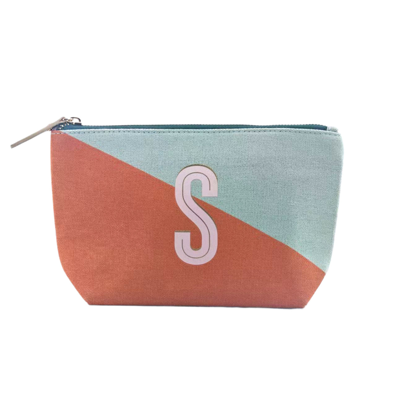 Isšivana kozmetička torbica velikog kapaciteta, prenosna, platnena, geometrijski uzorak, najlonska podstava, zatvarač