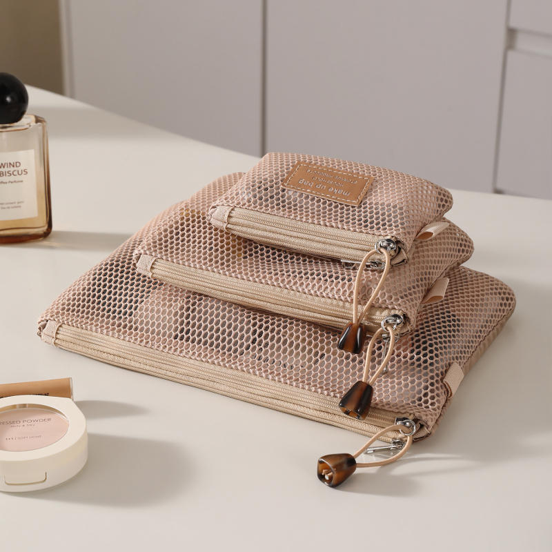 Τσαντα μακιγιάζ με πλέγμα, μεγάλη χωρητικότητα και πολυλειτουργικός διαχωριστής για ταξίδια (αναπνεύσιμη • πλέγμα • unisex)