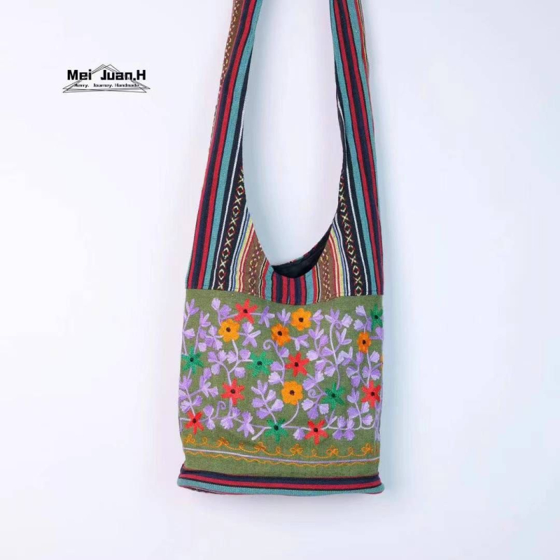 Geantă bucket brodată unisex cu curea crossbody (material PU, căptușeală din bumbac, stil bucket, primăvara 2025)