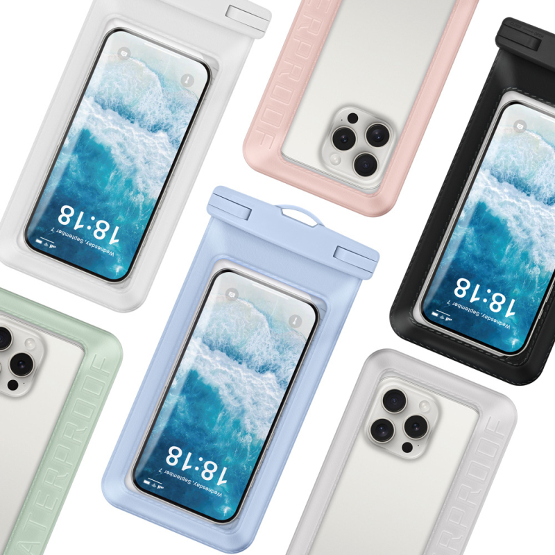 Телефон водоустойчив калъф, прозрачен, съвместим със сензорен екран, PVC+ABS, за употреба на открито