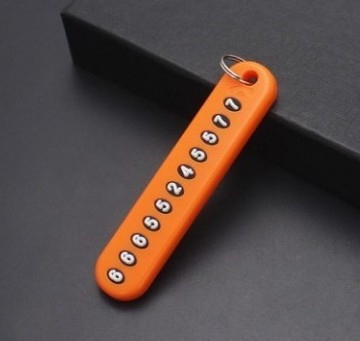 Μπρελόκ αυτοκινήτου με πινακίδα αριθμού τηλεφώνου, λειτουργία κατά της απώλειας, μινιμαλιστικό στυλ, πλαστικό, κωδικός 40040