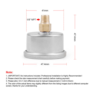 Üzemanyagnyomás-mérő autókhoz, 1/8NPT, 0–60 psi / 0–100 psi, rozsdamentes acél, 12V
