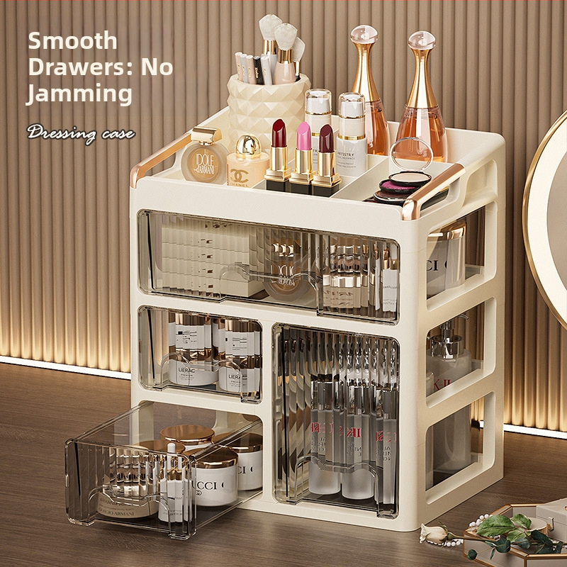 Stolový kozmetický úložný kabinet so zásuvkami, viacvrstvový organizér na rúžne a starostlivosť o pleť; materiál: PP; potlač loga: Áno; prispôsobenie: Áno; uvedenie produktu: 2025; pôvod: Jieyang