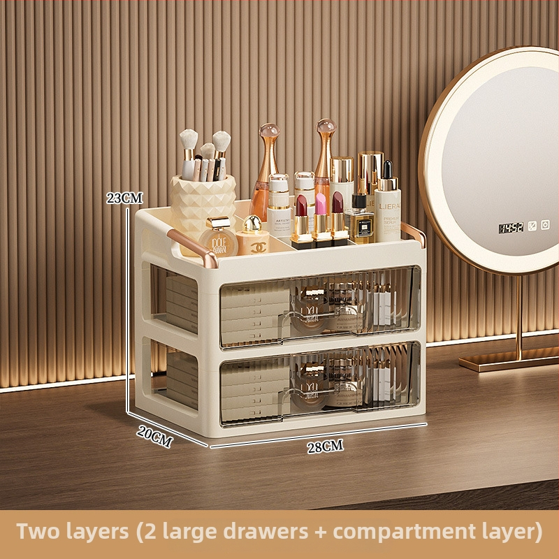 Stolový kozmetický úložný kabinet so zásuvkami, viacvrstvový organizér na rúžne a starostlivosť o pleť; materiál: PP; potlač loga: Áno; prispôsobenie: Áno; uvedenie produktu: 2025; pôvod: Jieyang