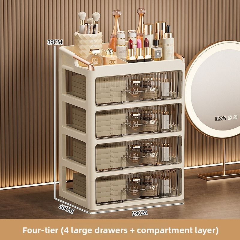 Stolový kozmetický úložný kabinet so zásuvkami, viacvrstvový organizér na rúžne a starostlivosť o pleť; materiál: PP; potlač loga: Áno; prispôsobenie: Áno; uvedenie produktu: 2025; pôvod: Jieyang