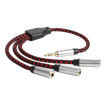 Cablu splitter audio 3.5mm, 1 femelă la 3 femele, placat cu aur, conductor din aliaj de aluminiu