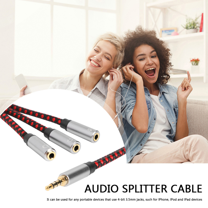 Cablu splitter audio 3.5mm, 1 femelă la 3 femele, placat cu aur, conductor din aliaj de aluminiu