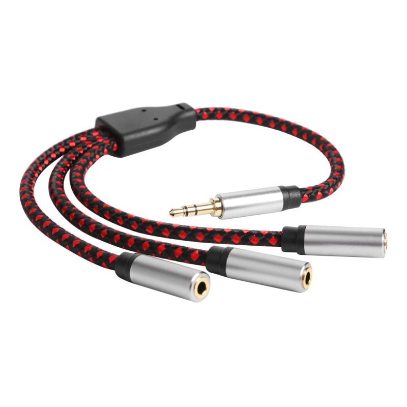 Cablu splitter audio 3.5mm, 1 femelă la 3 femele, placat cu aur, conductor din aliaj de aluminiu