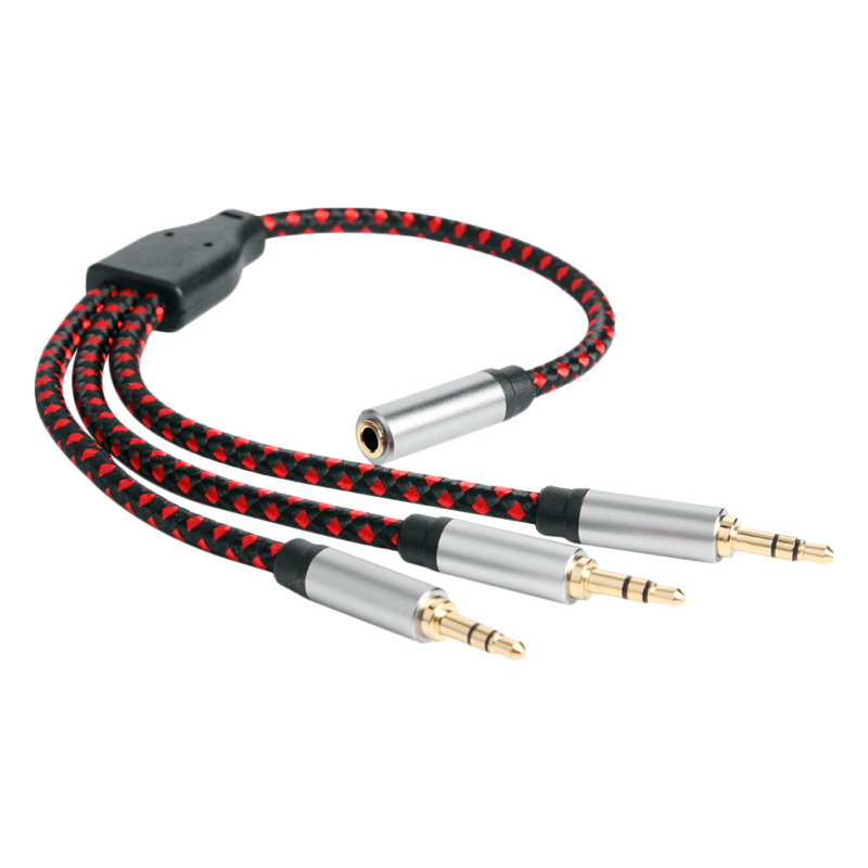 Cablu splitter audio 3.5mm, 1 femelă la 3 femele, placat cu aur, conductor din aliaj de aluminiu
