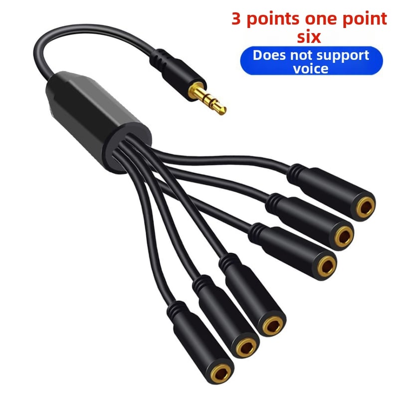 3,5 mm garso skirstymo kabelis ilginimui, 1→4 stereo išvestys, auksu dengti jungtys, varinis laidininkas, be deguonies varis