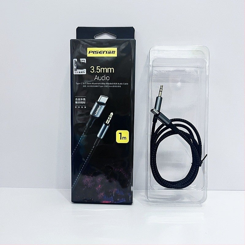 Pinsheng Type-C/Lightning na 3,5 mm audio kábel s mužským a ženským konektorom, AUX prepojenie, dvojité L-porty