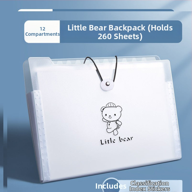 A4 failu organizētājs ar daudzslāņu harmonikas nodalījumiem, PP materiāls, konfigurācija 8/12 nodalījumi, 45C biezums, logotipa druka, pielāgošana pieejama