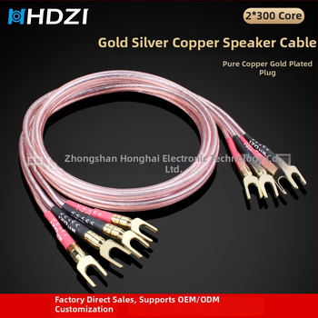 Audiophile kábel pre reproduktory s dvojitým banánovým konektorom a hlavným audio káblom